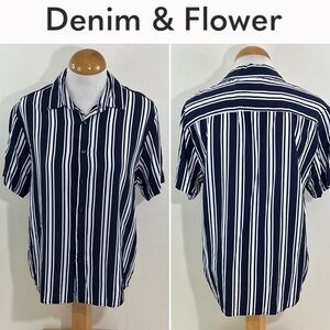 Denim & Flower Ricky Singh Women’s Striped Short Sleeve Shirt